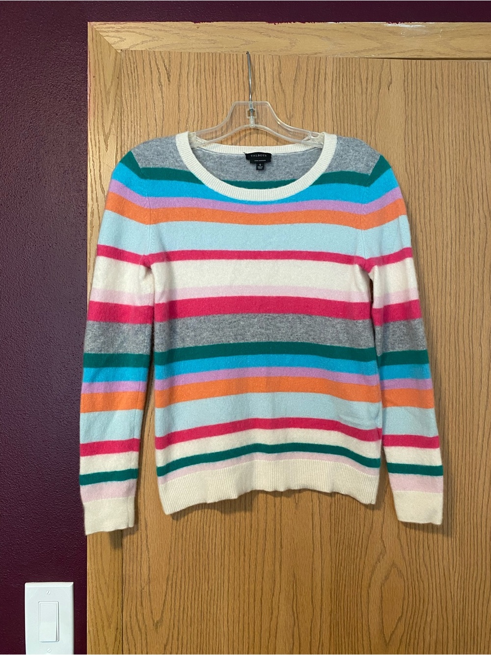 Talbots Multicolor Striped Crewneck Cashmere Sweater